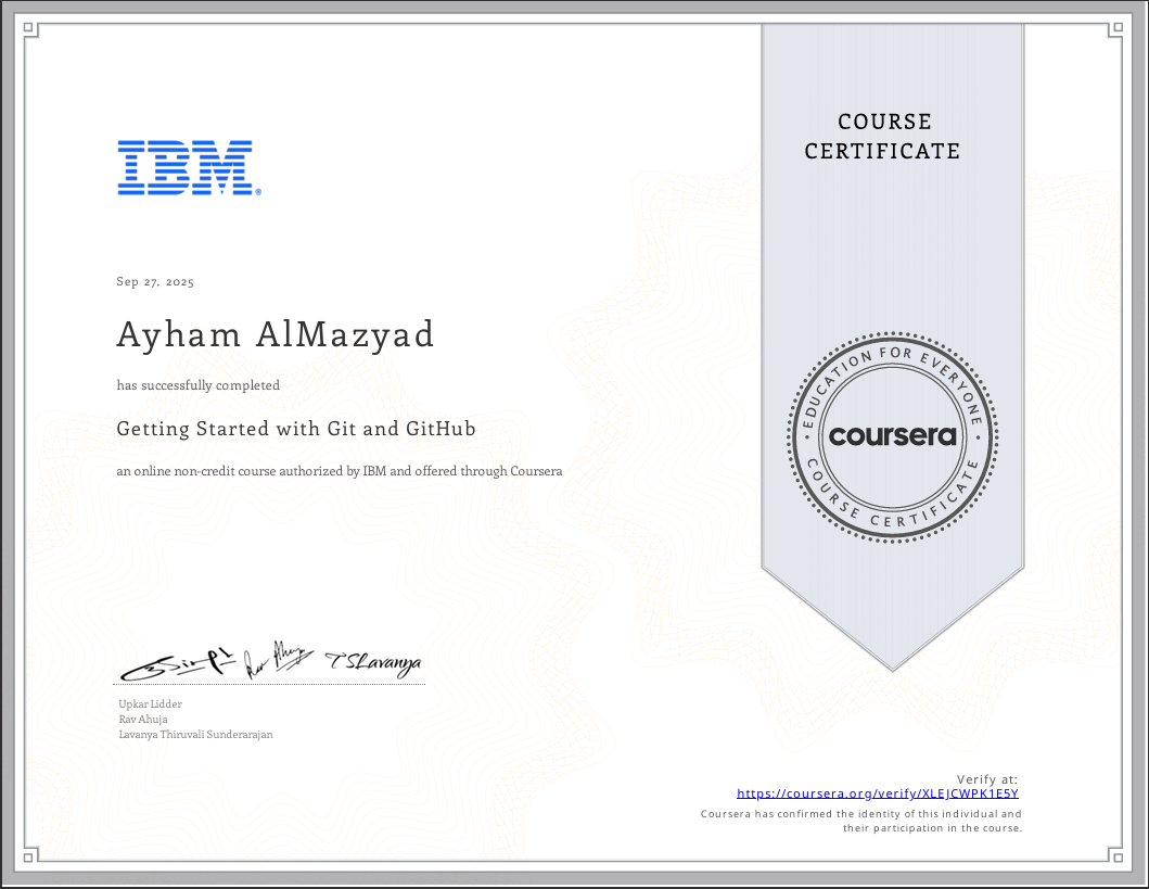 Git and GitHub Certificate