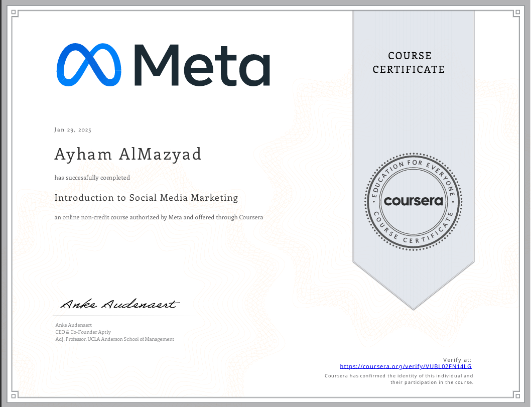 Social Media Marketing Certificate